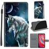 TOMYOU Cover per Xiaomi Redmi Note 8 Pro, Lupo | Antiurto Protettiva Portafoglio, Slot per Schede, Magnetica, Custodia in Pelle PU, Libro Flip,Funzione Stand