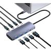 Tioleje Hub USB-C 8-in-1 con HDMI 4K, 10Gbps USB C Hub con 4K@60Hz Video, 100W PD Ricarica, 7×10Gbps(4×USBC3.2 & 3×USB 3.2), Docking Station per MacBook Pro/Air, iPad Pro, Dell, HP e Altro