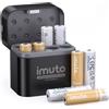Imuto Confezione da 8 batterie AA con caricatore: 4 X ioni di litio (2500 mWh) + 4 X NiMH (2700 mAh), con scatola di ricarica 8 volte
