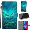 TOMYOU Cover per Xiaomi Redmi Note 7 / Note 7 Pro, aurora verde | Antiurto Protettiva Portafoglio, Slot per Schede, Magnetica, Custodia in Pelle PU, Libro Flip,Funzione Stand