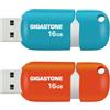 GIGASTONE 16 GB Chiavetta USB 2.0, Confezione da 2, V10 Serie, Unità Flash USB Retrattili per PC Laptop MacBook Computer, Compatibile con Windows Mac Linux, Colore Misto - Rosso Turchese