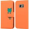 Ailisi Cover per Galaxy S7, Orange Flip Cover Cartoon Cute Frog Custodia Protettiva Caso Libro in Pelle PU con Portafoglio, Funzione Supporto, Chiusura Magnetica - Rana, Arancia
