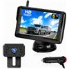Podofo Wireless Telecamera Retromarcia AHD Con Monitor da 5 '' Digitale IP69 Visione Notturna Impermeabile Ventosa Grandangolare Facile Installazione Con Macchina Fotografica Della Targa DC12V