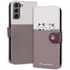 Ailisi Cover Per Samsung Galaxy S21 Plus/S21+ 5G, Cartone Animato Gatti Cute Cats Custodia Protettiva Caso Libro Flip Cover Magnetica in Pelle PU con Portafoglio, Stand -Bianco/Marrone Chiaro