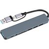 Quonex Hub USB C 8 in 2, hub multiporta con lettore di schede SD/TF e USB C, adattatore multiporta 3.0, porte USB 3.0 2.0 per MacBook, PC, tablet, velocità di trasferimento fino a 5 Gbps, per Windows