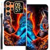 WUACYEAMING Custodia Compatibile con Oukitel C72,con Slot Carte PU Pelle Portafoglio Libro Case Antiurto Bumper Motivo Magnetica Flip Protettiva Resistente Due lupi