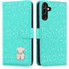 Ailisi Cover per Samsung S25+ Plus, Glitter Bling Custodia per Galaxy S24+ Plus, Orso Magnetica Custodia in Pelle PU Protettiva Portafoglio Libro Magnetica Flip Case con Porta Carte, Stand, Verde