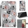 TOMYOU Cover per Samsung Galaxy A12 / M12, Fiore grigio | Antiurto Protettiva Portafoglio, Slot per Schede, Magnetica, Custodia in Pelle PU, Libro Flip,Funzione Stand