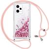 Vauki Cover Glitter per Xiaomi Poco X5 Pro/Redmi Note 12 Pro 5G con Cordino,Custodia Brillantini Liquido Quicksand, Trasparente Bling Sabbie Donna Morbido Silicone Antiurto Protettivo Case