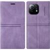 OKZone Cover per Xiaomi Mi 11 5G, Custodia Flip Pelle Portafoglio Magnetica Libro con Slot Schede, Slim Silicone TPU Bumper Wallet Supporto Case, Antiurto Cover Per Xiaomi Mi 11 5G (Viola)