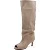 IF Stivali Donna Spuntati Effetto Camoscio, Stivali Alti con Punta Aperta e Tacco Sottile, Gambale Morbido Arricciabile, Scarpe Eleganti da Sera e Cerimonia 52228