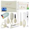 TPFFamily Kit igiene neonato (Creme) - Set cura neonato 11 pezzi con forbici per unghie di alta qualità, termometro, spazzola e altro - Ideale come prima attrezzatura per neonati