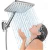 Voolan Ampio Soffione Doccia Manuale, Soffioni Doccia Manuali ad Alta Pressione Voolan, Soffione a Pioggia Cromato da 25cm, Sufficientemente Ampio da Coprire Tutto il Corpo, forma Quadrata