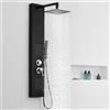 Auralum Colonna Doccia Nero 3 Funzioni, Pannello Doccia Acciaio Inox con Miscelatore Ottone, Colonna Doccia Idromassaggio con Soffione Doccia, Doccino per Doccia, Getti Massaggianti, Tubo Doccia 1,5m