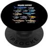 Shark Species Ocean Marine Biology Graph Shark Expert Specie di squalo oceano Biologia marina Amante degli squali PopSockets PopGrip Adesivo