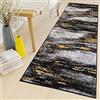 TAPISO Maya Tappeto Passatoia al Metro Tappeto Runner Corridoio Cucina Giallo Nero Moderno Astratto A Pelo Corto 80 x 300 cm