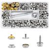 Upvera Bottoni a Pressione a Vite Kit da 190 Pezzi Argento 6 mm con Attrezzi, Bottoni Metallo per Teloni, Cuoio, Telo Barca e Tenda, Spessore max. 5 mm