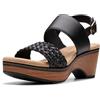 Clarks Sandali da donna Seannah Step con zeppa, Pelle nera, 6 UK Wide