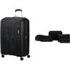 American tourister Ellipso 79 cm valigia rigida nero con set cubi da imballaggio 5 pezzi, black/grey