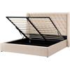 Beliani Letto Imbottito Tessuto Beige con Box e testiera Alta 180 x 200 cm