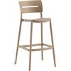 Cribel BELLA Set 2 Sgabelli Alti H65 con Schienale in Polipropilene Tortora, Design Ergonomico con Poggiapiedi per Penisola, Isola e Piano Snack Cucina, 51.5x47x90 HS 65cm