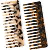 Yaqor X2 Pettine Denti Larghi In Acetato Di Cellulosa - Set 2 Pezzi Antistatico Per Capelli Ricci E Mossi, Accessorio Professionale Da Doccia E Capelli Portatile Per Uso Quotidiano