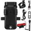Totority Set Luci per Bici Ricaricabili USB Luce Frontale e Posteriore, Supporto Telefono Regolabile, Corno 130db, Batteria 4000 mAh, ABS per Ciclismo Notturno e Uso Quotidiano