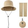 Aitsite Cappello da pescatore da uomo e donna, con sottogola, pieghevole, con maniche, protezione solare UV, protezione per le braccia, UPF 50+, protezione solare ad asciugatura rapida, traspirante