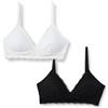 Amazon Essentials Reggiseno Bralette da Donna a Triangolo Senza Ferretto in Microfibra con Pizzo Donna, Confezione da 2, Nero/Bianco, M