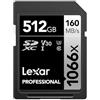 Lexar Scheda SD professionale 1066x da 512 GB, SDXC UHS-I con velocità di lettura fino a 160 MB/s, scheda di memoria SD V30/U3/C10 per fotocamere DSLR e videocamere HD