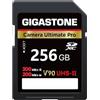 GIGASTONE UHS-II V90 256 GB SD Card Camera Ultimate Pro, Velocità fino a 300/200 MB/s, U3 SDXC 4K Ultra HD UHD Video per DSLR Canon, Nikon, Sony, Pentax, Kodak, Panasonic, con 1 mini custodia