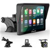 CARPURIDE Schermo Carplay portatile, Carpuride V3R Wireless Airplay&Android Auto, schermo touchscreen HD da 7 pollici 1080P con telecamera di retromarcia reale 720P/BT 5.0/Mirror Link/riproduzione USB