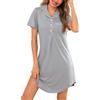 Jahetuul Camicia da Notte Donna Cotone Manica Corta con Bottoni Davanti Scollo a V Leggera e Confortevole Abito da Notte