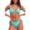 Aqua Eve Bikini da donna con scollo all'americana - Costume da bagno a due pezzi con cravatta a triangolo 2025 Costumi da bagno carino, Turchese, S