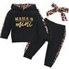 Alunsito Neonato Vestiti per bambina Completi per neonato Leopard Splicing Manica lunga Felpa con cappuccio Top Pantaloni Fascia per capelli Mamas Mini Set