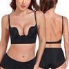 Lemorosy Reggiseno Donna Profondo V Push up Spallacci Multiposizione Schiena Nuda con Ferretto Imbottito (Nero Doppie Spalline,4B)