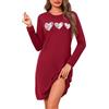 Marvmys Camicia da Notte Donna Cotone Lunghe Maniche con Scollo Rotondo Camicie da Casa Leggero Confortevole con Stampa