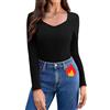 Aottori Maglia Termica Donna Manica Lunga Scollo a V Invernale | Maglietta Caldo, Basic Tops, Intimo Sottogiacca, Elasticizzato Aderente, Layer, Tee Casual