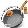 YASHE Padella sauté antiaderente 26 cm, atossica, senza PTFE e PFAS | Padella profonda da 4,3 L con coperchio in vetro; induzione e tutti i piani cottura