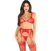 Leg Avenue Lace Bra Top with Dual Strap Detail Set di Biancheria Intima, Rosso, Taglia Unica Donna