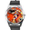 TAPORT Orologio rotondo in pelle nera per i fan dei combattenti anime