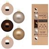 Inge-glas Palline di Natale in vetro, 6 cm, 20 pezzi, in scatola di cartone, set di palline per albero di Natale, colore marrone e beige, elegante lounge