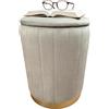 Relaxdays Sgabello in Velluto, Imbottito, HxD: 42 x 32 cm, Rotondo, Soggiorno, Grigio Chiaro