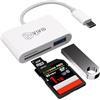 vivid tech Lettore di schede SD/TF OTG 3.0 USB-C, lettura/scrittura ad alta velocità, doppio slot SD + adattatore microSD/TF per iPad/iPhone 15, Android, MacBook, Windows