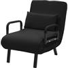 ML DESIGN modern living ML-Design Poltrona Divano Letto Singolo con Funzione 3 in 1, Poltrona Pieghevole e Schienale Regolabile, Sedia Richiudibile per Ospiti, Ufficio, Struttura in Acciaio e Ciniglia, Salvaspazio, Nero