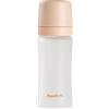 Nuby RapidBottle - Biberon anti-coliche in vetro rivestito in silicone, con tettarella simile al seno, alimentazione rapida, senza microplastiche, sterilizzazione rapida, 260 ml, colore: beige