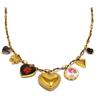 Bottega della Principessa Collana Donna Boho con Charms Cuori e Fiore - Acciaio inossidabile 316L Dorato, Stile Bohémien, Idea Regalo (Oro e Nero)