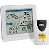 TFA Dostmann stazione meteo con sensore esterno, wireless Sky, 35.1152.02,temperatura e umidità intera e esterna, previsioni del tempo, orologio radiocontrollato e data, retroilluminazione, bianco