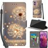 PHINIENLAND Cover per Motorola Moto G24 / E14 custodia portafoglio Dente di leone | 3 scomparti carte, 1 tasca banconote, Chiusura magnetica, Supporto, Pelle PU flip cover per Moto G04 / G04s