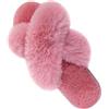 Parlovable Pantofole da donna con cinghie incrociate, in morbido peluche, comode pantofole con punta aperta, in pelliccia di coniglio artificiale, per interni ed esterni, calde, rosa, 38-39 EU